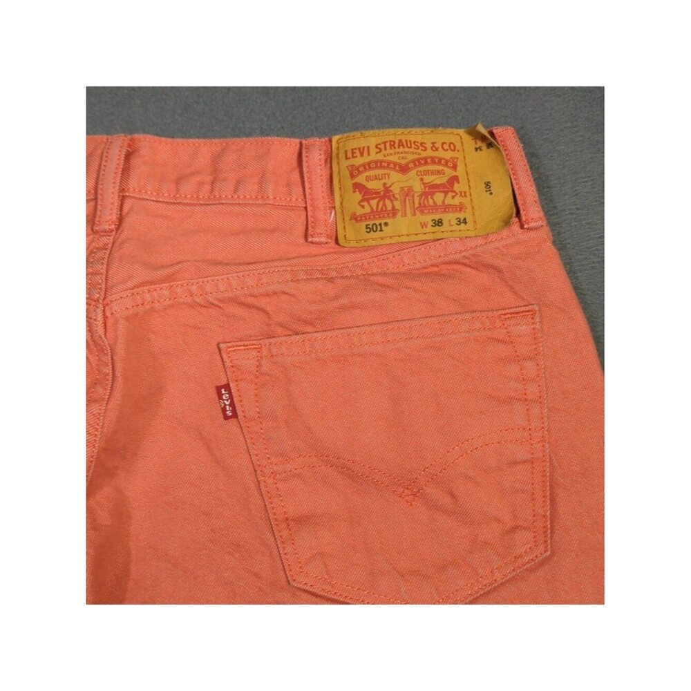 Levi's Jeans Men's 38x34 Fits 36x31 Pink 501 Straight Button Fly Denim